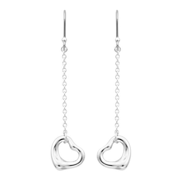 tf aptf00766l 1 Tiffany Co Elsa Peretti Open Heart Drop Earrings Ball Design Sterling Silver 925