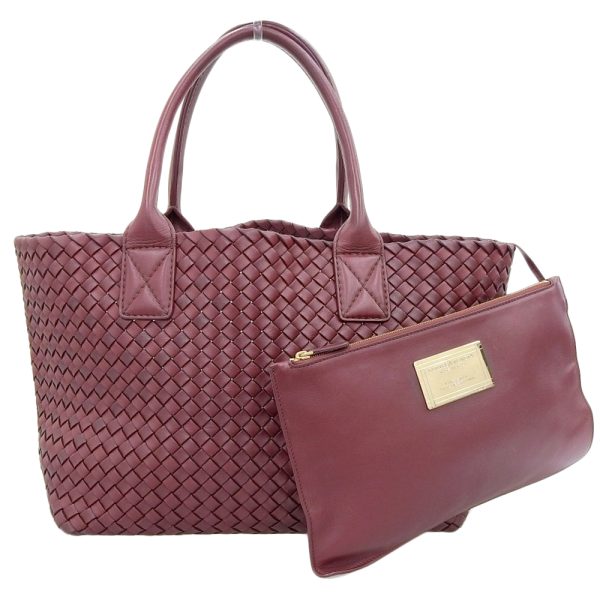 tk23b0928029 1 Bottega Veneta Intrecciato Cabas MM Handbag Leather Tote Bag Bordeaux