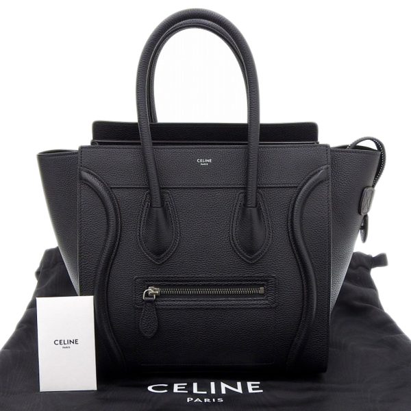 tkh20b1229010 1 Celine 167793 Luggage Micro Shopper Leather Handbag Black