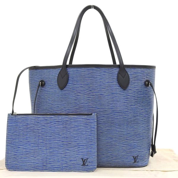 tkh23a0531015 1 Louis Vuitton M51053 Epi Denim Neverfull MM Tote Bag Blue