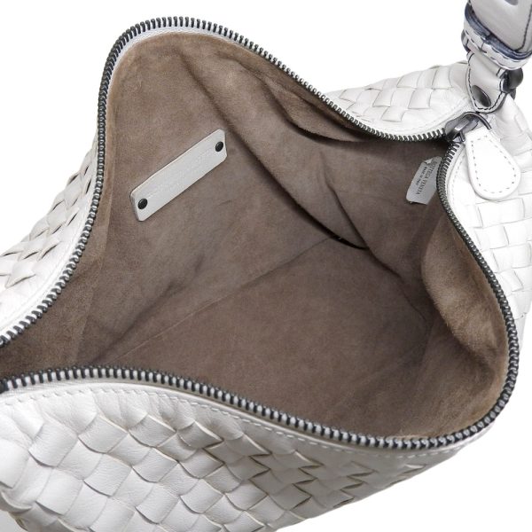 tkh23a1031024 3 Bottega Veneta Intrecciato Nappa Small Leather One Shoulder Bag White Mist