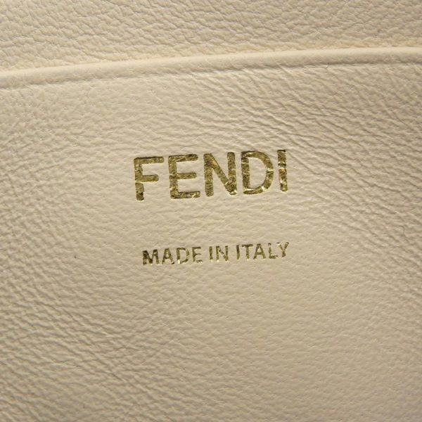 tkh23b0207041 9 FENDI 8BS017 Baguette Small Logo FF Pattern 2WAY Bag Lamb Leather Chain Shoulder Bag Beige