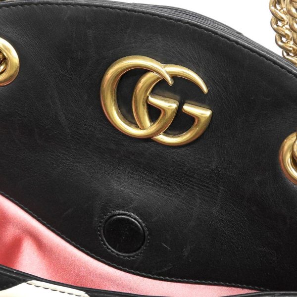 tkh23b0216024 8 Gucci GG Marmont Chain Shoulder Bag Leather Black White