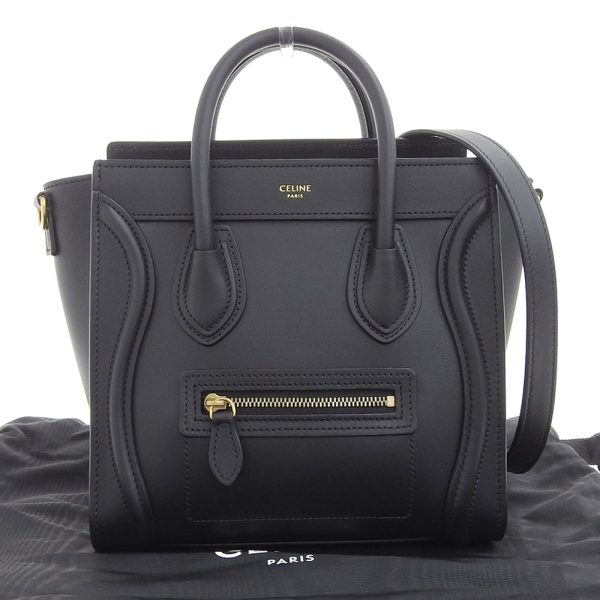 tkh23b0417023 1 Celine Luggage Nano Shopper Leather 2 Way Bag Black