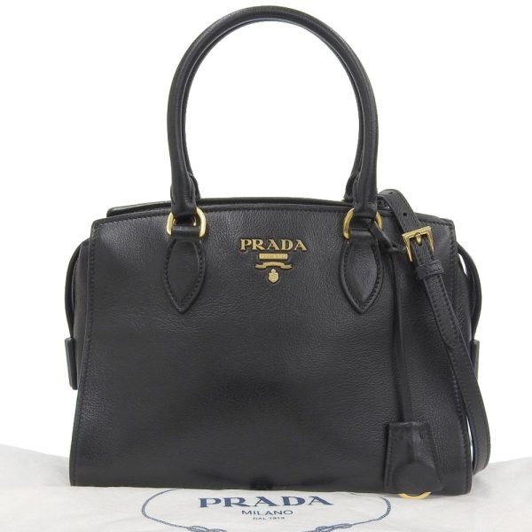 tkh23b1025015 1 PRADA 1BA164 2WAY Leather Handbag Crossbody Shoulder Bag Black