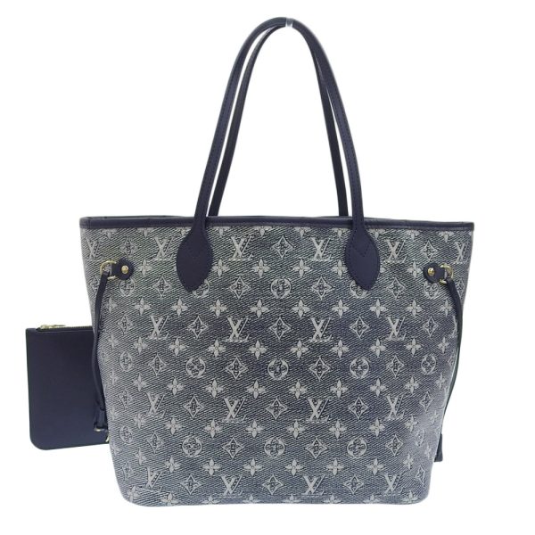 tkh23b1101006 1 Louis Vuitton M22921 Monogram Laminated Jacquard Neverfull MM Shoulder Tote Bag Navy