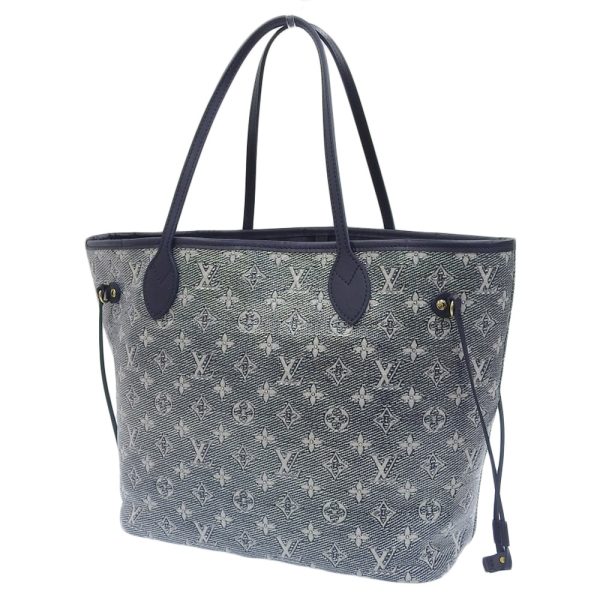 tkh23b1101006 2 Louis Vuitton M22921 Monogram Laminated Jacquard Neverfull MM Shoulder Tote Bag Navy