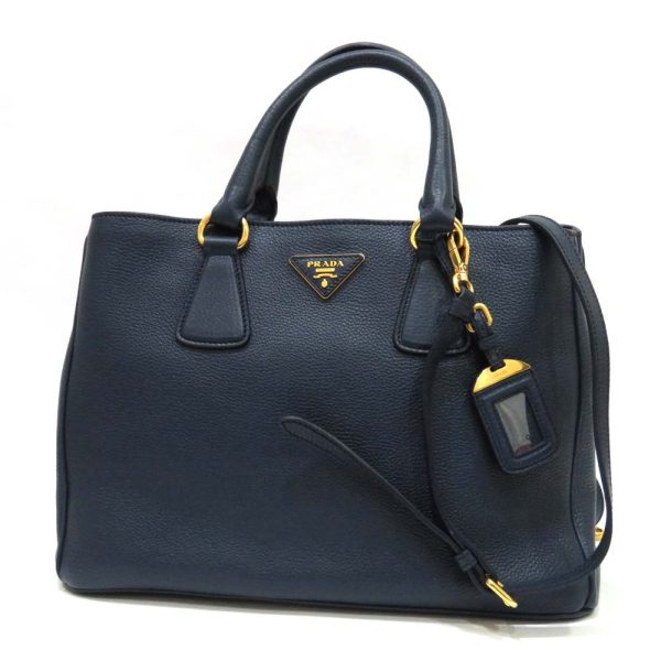 0 pr210222 1 Prada Vitello Dino Leather 2WAY Bag AB Rank Navy