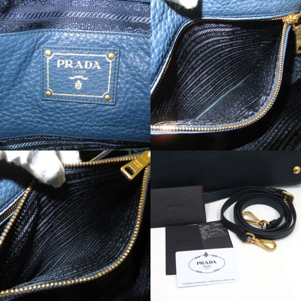 0 pr210222 1 08 Prada Vitello Dino Leather 2WAY Bag AB Rank Navy