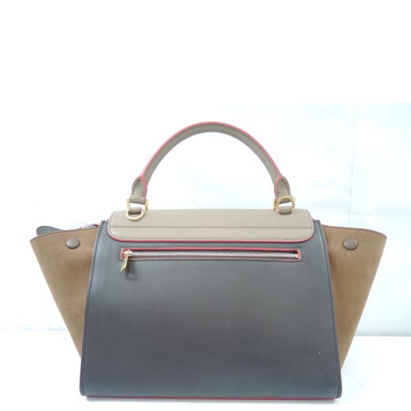 00108 2 Celine Suede Leather Trapeze 2 Way Bag