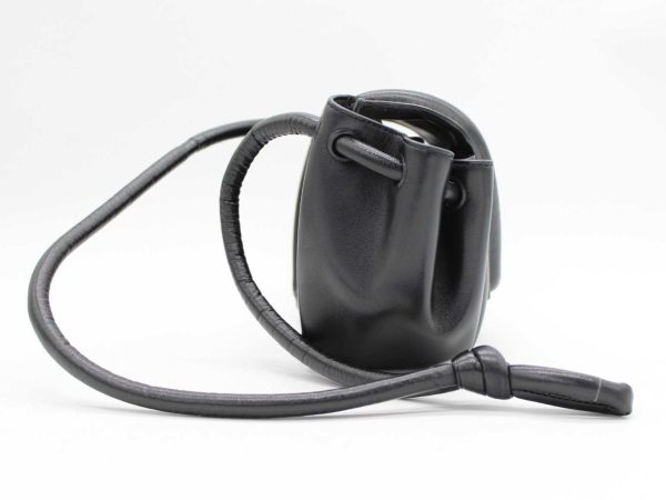 0082 Bottega Veneta Beak Small Shoulder Bag Black Leather