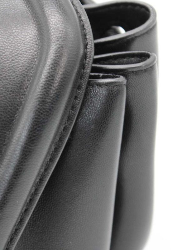 0087 Bottega Veneta Beak Small Shoulder Bag Black Leather