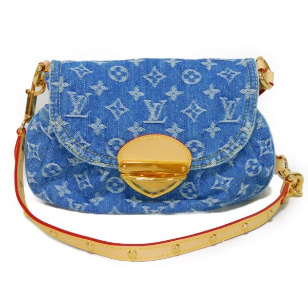 02427h 1 Louis Vuitton Monogram Sunset Denim Leather Shoulder Bag Blue