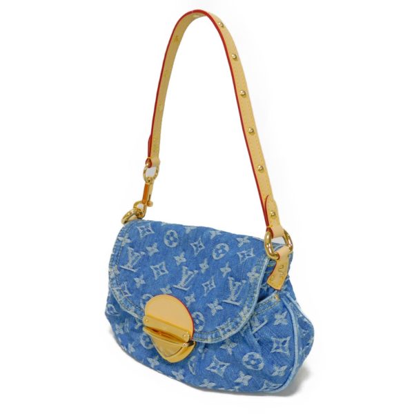 02427h 2 Louis Vuitton Monogram Sunset Denim Leather Shoulder Bag Blue