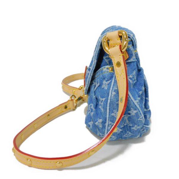 02427h 4 Louis Vuitton Monogram Sunset Denim Leather Shoulder Bag Blue