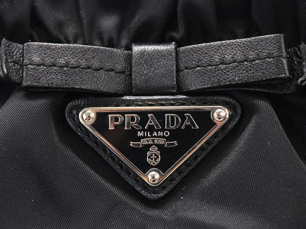 0282 Prada Tessuto Bow 2way Handbag Shoulder Ribbon Bag Black