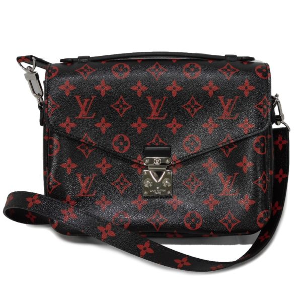 03199h 1 Louis Vuitton Monogram Anfleur Rouge Canvas MM 2WAY Shoulder Bag Black