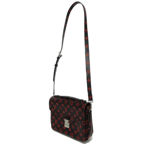 03199h 2 Louis Vuitton Monogram Anfleur Rouge Canvas MM 2WAY Shoulder Bag Black