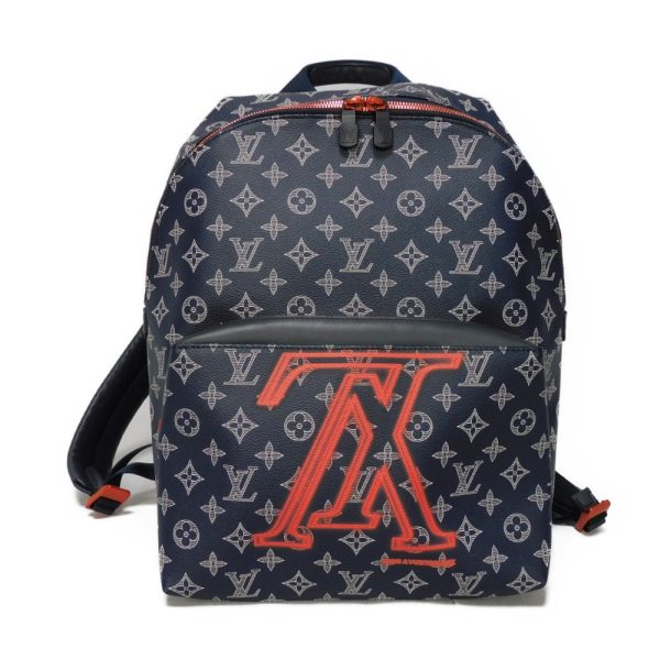 03512h 1 Louis Vuitton Monogram Ink Canvas Cowhide Leather Backpack Navy
