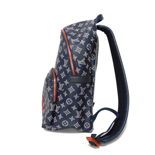 03512h 3 Louis Vuitton Monogram Ink Canvas Cowhide Leather Backpack Navy