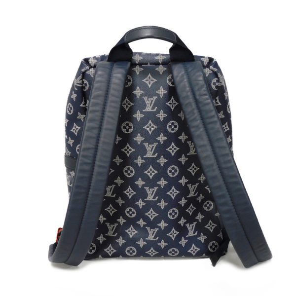 03512h 4 Louis Vuitton Monogram Ink Canvas Cowhide Leather Backpack Navy