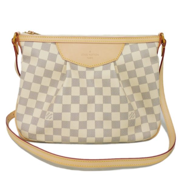 05165h 1 Louis Vuitton Saumur Damier Azur canvas Leather Shoulder Bag White