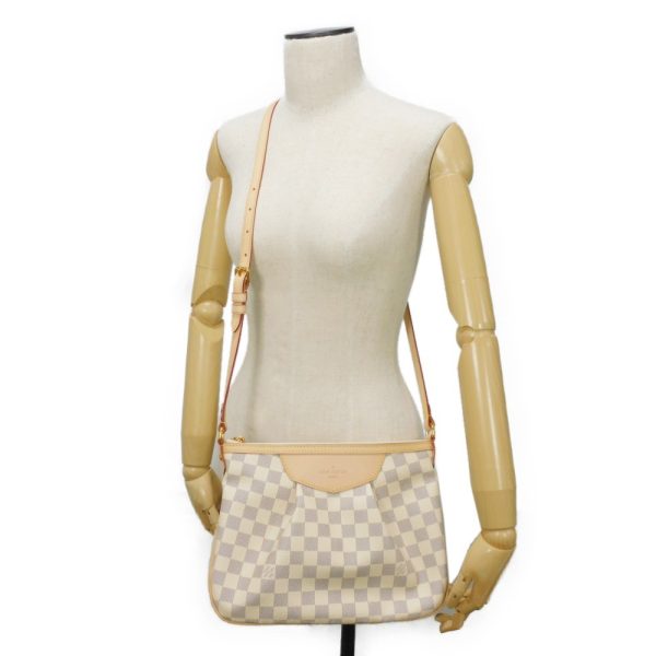 05165h 16 Louis Vuitton Saumur Damier Azur canvas Leather Shoulder Bag White