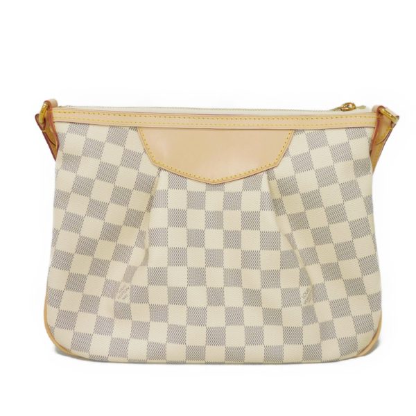05165h 4 Louis Vuitton Saumur Damier Azur canvas Leather Shoulder Bag White