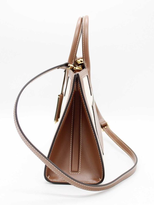 0544 Burberry Mini Francis Tote Bag 2way Handbag Shoulder Beige Brown