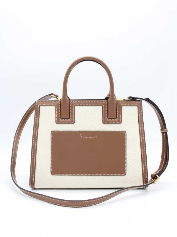 0545 Burberry Mini Francis Tote Bag 2way Handbag Shoulder Beige Brown