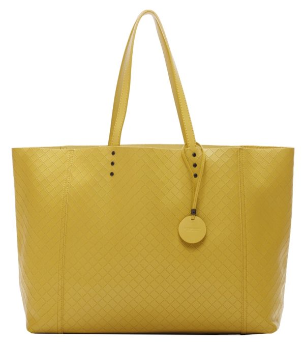 058 Bottega Veneta Intreccio Mirage Leather Tote Bag Yellow