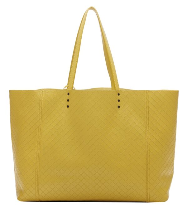 061 Bottega Veneta Intreccio Mirage Leather Tote Bag Yellow