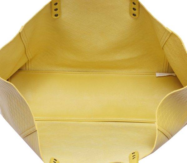 065 Bottega Veneta Intreccio Mirage Leather Tote Bag Yellow