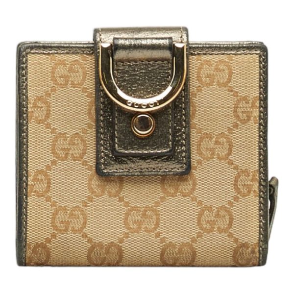 1 0116953 1 Gucci Tri fold Wallet Canvas Leather Beige