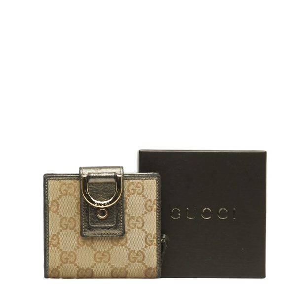 1 0116953 116954 Gucci Tri fold Wallet Canvas Leather Beige