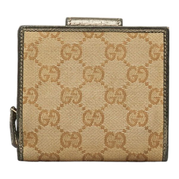 1 0116953 3 Gucci Tri fold Wallet Canvas Leather Beige