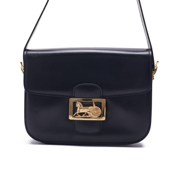 1 Celine Carriage Calf Leather Shoulder Bag Black