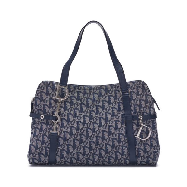 1 Dior Trotter D Charm Handbag Leather Navy