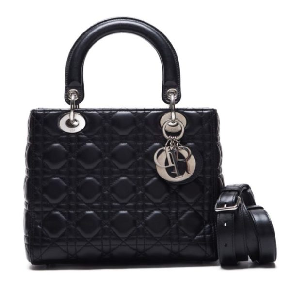 1 Dior cannage Lambskin Handbag Black