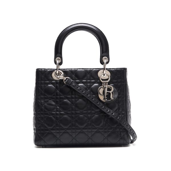 1 Dior Lady Dior Cannage Lambskin Handbag Black