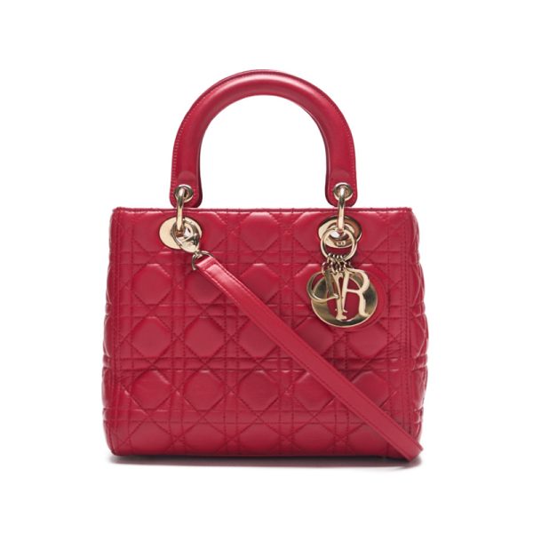 1 Dior Cannage Lambskin Handbag Red