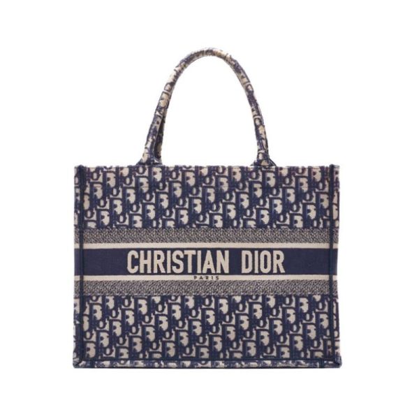 1 Dior Oblique Book Canvas Tote Bag Navy