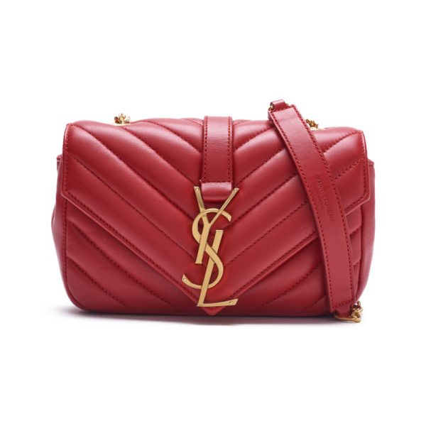 1 Saint Laurent V flap Chain Lambskin Shoulder Bag Red