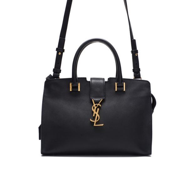 1 Saint Laurent Baby Cabas Leather Handbag Black