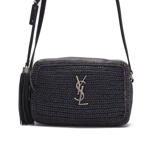 1 Saint Laurent Lou Camera Fringed Leather Shoulder Bag Black