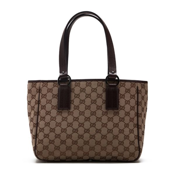 1 Gucci GG Canvas Leather Handbag Brown