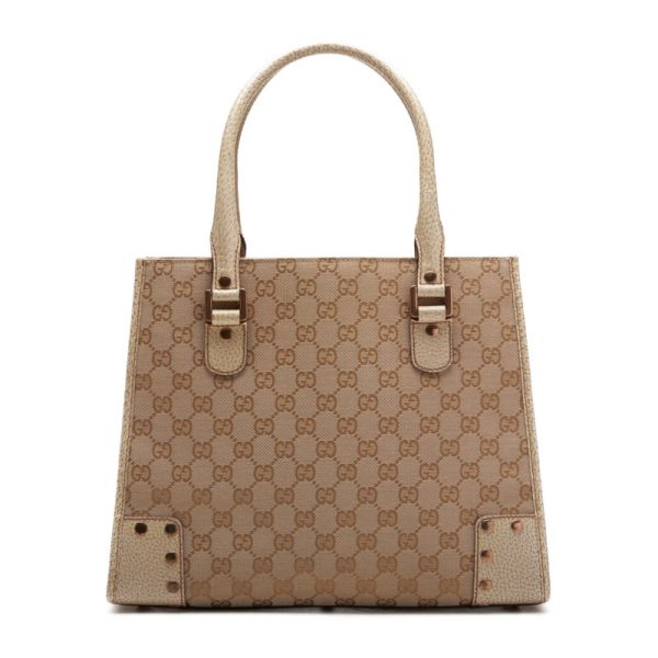 1 Gucci Gg Canvas Leather Handbag Beige