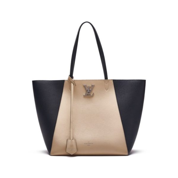 1 Louis Vuitton Lock Me Cabas Calf Leather Tote Bag Beige Noir