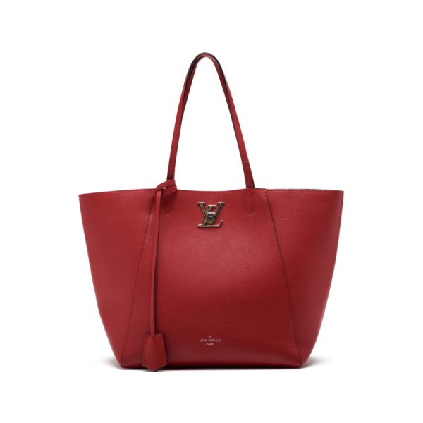 1 Louis Vuitton Lock Me Cabas Taurillon Leather Tote Bag Red