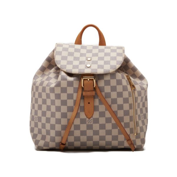 1 Louis Vuitton Damier Azur Slopen Leather Backpack Rucksack Brown